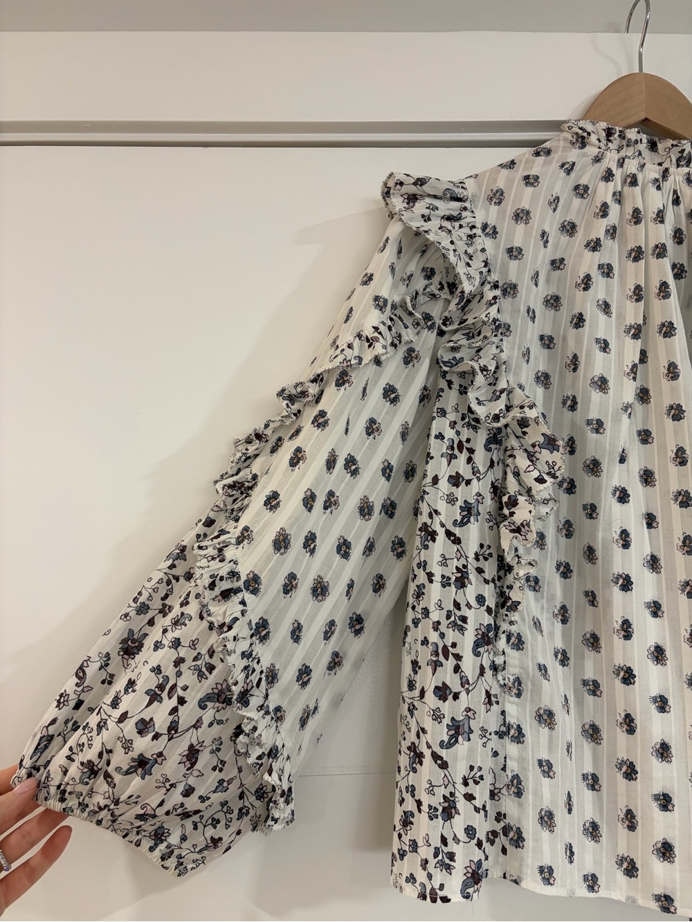 Ulla Johnson cotton Kati Ruffle Ivory Floral Peasant Blouse - Picture 5 of 15